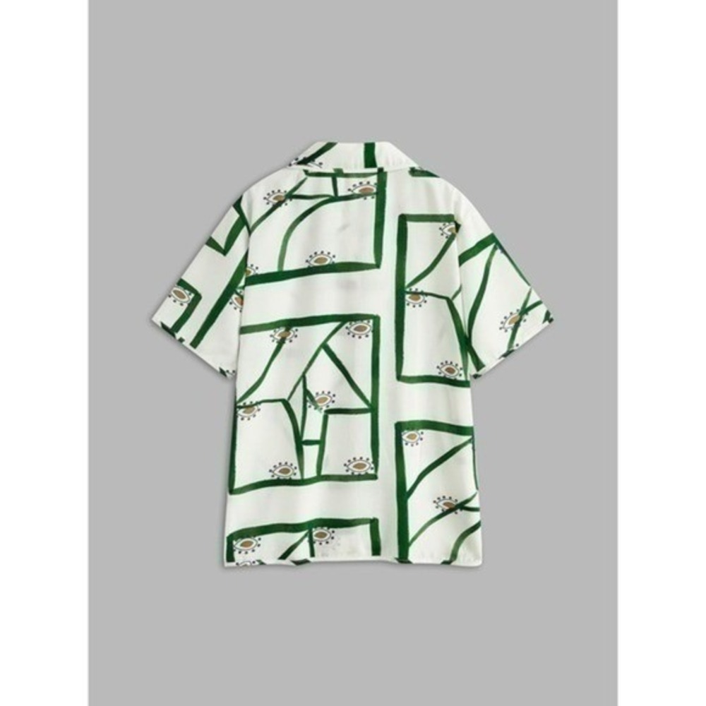 Commense Set Green Abstract Print Button Down Shirt & Drawstring Shorts M - Picture 13 of 16